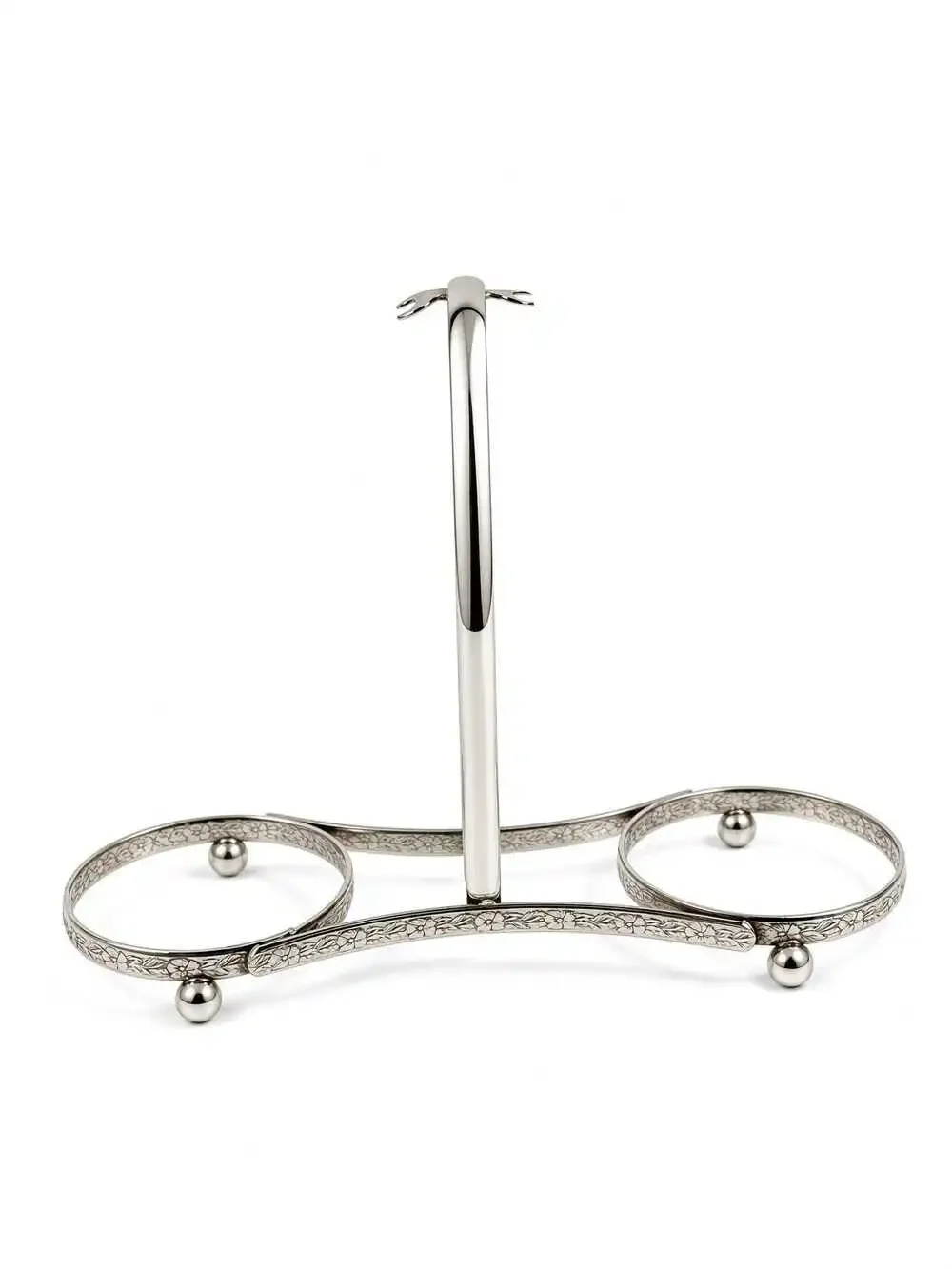 Vintage Silverplate Double Napkin Ring Stand, Victorian Floral Engraved Holder